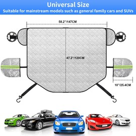 GOHHME Sonnenschutz Auto Frontscheibe Windschutzscheibenabdeckung Faltbar mit 5 Magneten 4 Schichten verdickter Schutz Windschutzscheibe Schnee Frost UV Staub Universal größe 147 x 120 cm