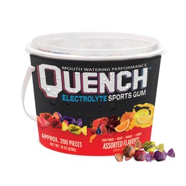 Quench Gum Variety Bucket, Electrolytes Chewing Gum for Athletes and Sports Trainers, New Assorted Fruity Flavors, 200 Pieces
