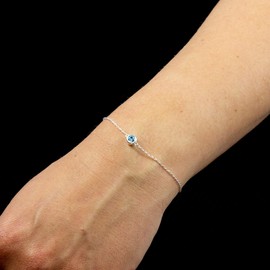 Beginnings 925 Sterling Silver Gold Plated Crystal March Birthstone Bracelet Length 17cm + 2cm