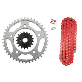 Factory Spec, Red 525x122 O-Ring Drive Chain & 17/42 Sprockets for Honda Shadow Spirit 750 fits 2001-2007 VT750DC Models