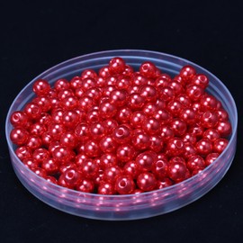 Approx. 55 x 16 mm Round Beads for Crafts, Plastic Beads, Colourful Craft Beads, Beads for Threading DIY Jewellery Accessories, Decorative Beads for Wedding, Christening, Party, Table Decoration, Red