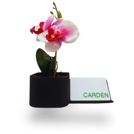 Cute Planter CARDEN Business Card Holder for Desk Office Supplies Desk Organizer Office Decor for Women and All Genders Case Modern Accessory Pink Gold Bronze Silver Black White (Black)