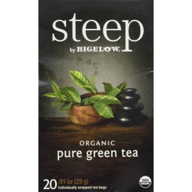 steep by Bigelow Organic Pure Green Tea, 20 Count (Pack of 6), 120 Tea Bags Total