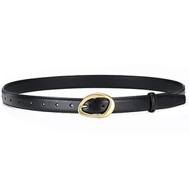 Buywis Women Leather Belt for Jeans Pants Casual Waist Belt with Gold Buckle Fashion Ladies Waist Belt 110cm Black Suit for waist size 31"-38"
