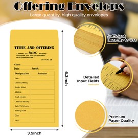 Woanger 500 Pcs Tithes and Offering Envelopes 6.3 x 3.5 Inches Church Supplies Tithe Envelopes for Saving Money Church Donation Supplies (Classic)