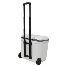 SYHVU 36 Quart Hard Chest Cooler with Easy Fastener Design,Insulated Portable Ice Box,Retractable Handle and Wheel Roller Cooler,Camping,Beach Ice Drink,Fishing,Picnic,Barbecue,Boat Party.White
