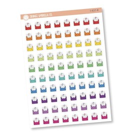 Bill Icon Planner Stickers | Hand Doodled Bill Due Labels | I-437 (Rainbow)