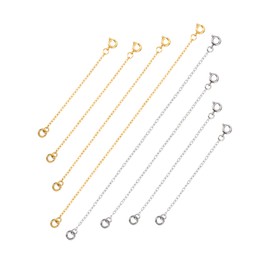 Necklace Extender Bracelet Extension Chain Stainless Steel Extender Chains for Jewelry Making, 8 Pieces, Silver and Gold