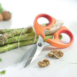 Mastrad F24004 Kitchen Scissors with Nut Cracker, Orange / Raspberry