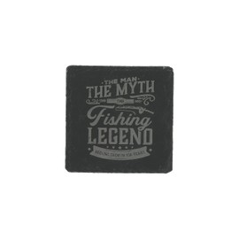 Pavilion Gift Company - Fishing - 4" x 4" Slate Engraved Drink Cup Coaster Man Cave Fisher Fish Boating Bar Accessory