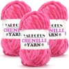 Velvet Chenille Yarn for Crocheting,Hot Pink Fluffy Velvet Plush Thick