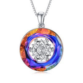 Dorunmo Lotus Necklace 925 Sterling Silver Crystal Lotus Pendant Yoga Lotus Jewelry for Women