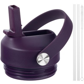 Straw Lid for Yeti Rambler 18 26 36 46 64 oz, Lid with Straws and Flexible Handle, Replacement Cap for Yeti 18oz 26oz 36oz 64oz Rambler Water Bottle Straw Cap, Nordic Purple