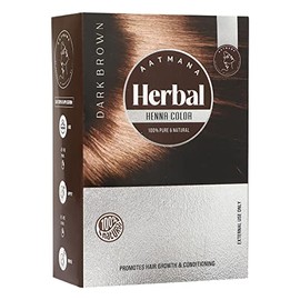 AATMANA Herbal Dark Brown Henna Hair Color with Goodness of 9 Herbs | Dark Brown Henna Mehndi for Hair, Make Hair Soft & Shiner Natural Hair Color for Men & Women 100g