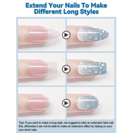 32PCS Semi-Cured Gel Nail Strips EBANKU Nail Polish Stickers Long-Lasting Semi-Cured Gel Nail Wraps Full Nail Polish Wraps Shiny Nail Decors Gel Nail Art Stickers UV/LED Lamp Required (Diamond Blue)