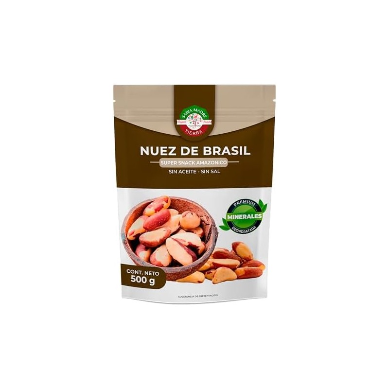 Nuez de Brasil 500g Premium, Natural, Sin sal, Sin aceite