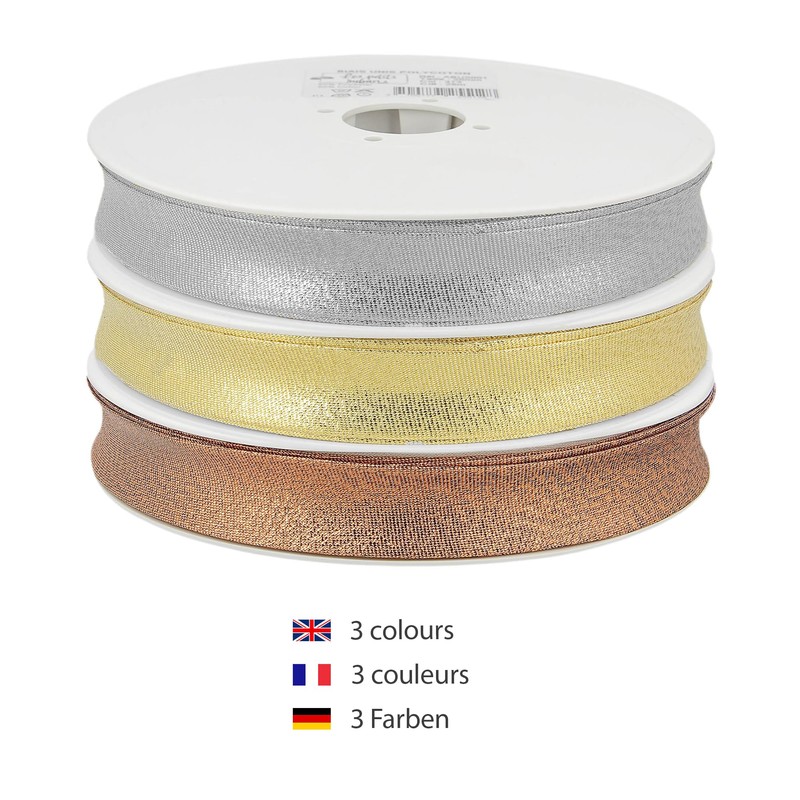 Les Petits Rubans Nastro sbieco metallizzato luccicante, 80% Poliestere 20%