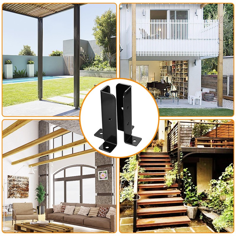 Deck Post Anchor, 4 Pcs Adjustable Post Base Brackets, Heavy