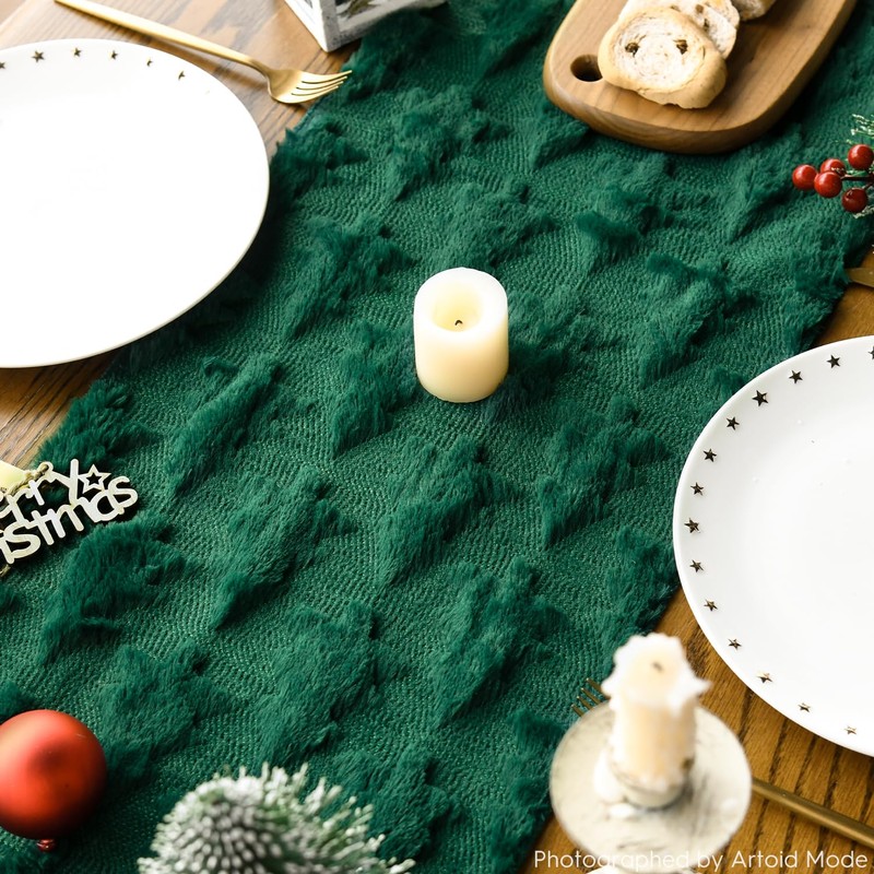 Artoid Mode Christmas Trees Green Soft Plush Faux Fur Jacquard