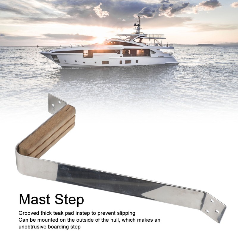 11‑1/4x5‑1/8in Teak Mast Steps Marine Grade 304 Stainless Steel Mast