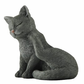JFSM INC. Gray Cat Scratching Ear Hand Painted Figurine - Gifts for Cat Lovers, Cat Lover Gifts for Women, Cat Lover Gifts for Men, Cat Decor for Cat Lovers, Home Decor for Cat Lovers