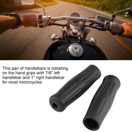 1"-7/8" Motorcycle Handlebar Grips Handlebars Non-Slip Rubber Vintage Cola Bottle Design 1 Pair (Left and Right) Black and White and Brown (Black)