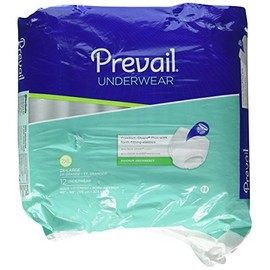 First Quality Female Adult Absorbent Underwear Prevail Daily Underwear Pull On with Tear Away Seams 2X-Large Disp, White 12 Count