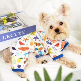 Dog Pajamas for Small Dogs Girl Boy Puppy Pjs Summer Pet Onesies for Chihuahua Yorkie Teacup Cute Soft Material Stretch Able Cat Clothes Outfit Apparel Doggy Jumpsuit (X-Small, Coconut Tree)