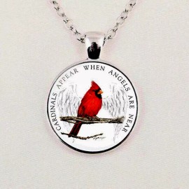 Fashion Jewelry RED CARDINAL APPEAR WHEN ANGEL ARE NEAR MEMORIAL Pendant Silver  18" Necklace
