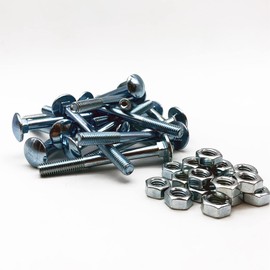 DOJA Industrial Carriage Bolts and Nuts Set, 8 x 80 mm, Pack of 20, Round-Head Bolts, Carriage Bolt with Locking Nuts, Round-Head Screws, Round-Head Screws, Threaded Screws