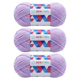 Seremel Crochet Yarn, 3PCS 50g/1.76OZ 142yd Acrylic Yarn for Crocheting and Knitting DIY Amigurumi Yarn(Light Purple)