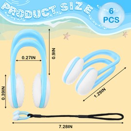 Hiboom Set of 6 Swimming Nose Clip for Kids (Age 7+) and Adult Waterproof Pool Nose Plugs for Diving Swimming and Other Water Sports with Individual Box Packed (Multicolor,Lanyard Style)