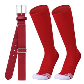 Baseball Belt and Socks Combo Set for Youth Adult Adjustable Football Belt with Softball Socks