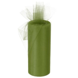 TA-VIGOR 6 Inch 25 Yards Tulle Fabric Ribbon Rolls, Pastel Mesh Fabric Spool Gift Tulle Ribbon Netting Rolls for Gift Wrapping Tutu Bow Christmas Birthday Party Wedding DIY Crafts Decor, Olive Green