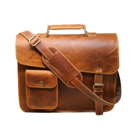 Jaald 13" leather messenger bag laptop case office briefcase gift for men computer distressed shoulder bag