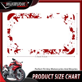 Motorcycle Blood Splattered License Plate Frame Red Blood Drop Stainless Steel Funny Motorbike License Plate Holder Tag Motorcycle Accessory Decoration 7.7" x 4.5"