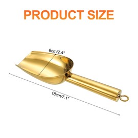 sourcing map Metal Ice Scoop, 7.1 Inch Stainless Steel Ice Scooper for Kitchen Party Bar Wedding Use, Gold