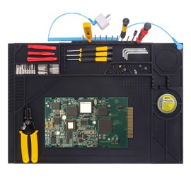 VECO-T Silicone Soldering Mat with Soldering Stand, 20x14 Inch ESD Anti Static & 932°F Heat Resistant Workbench Mat for Electronics Repair, PCB, Phone, Watch, PC Building