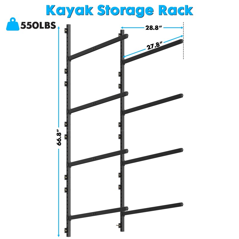 Kayak Storage Rack Heavy Duty, Adjustable Wall Mount Hanger for