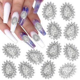 XEAOHESY 20pcs Silver Alloy Virgin Mary Nail Charms for Acrylic Nails 3D San Judas Nail Charm Christian Virgin Mary Charms with Shiny Crystal Gems Silver Nail Rhinestones for Women Nail Art