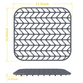 JOOKKI Sink Protectors for Kitchen Sink 12x11 & 13x11, Silicone kitchen sink mats protector for bottom of farmhouse sink(12.25"X11.5"Gray)