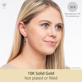 MAX + STONE 10k White Gold 8mm Round December Birthstone Sky Blue Topaz Dangle Earrings for Women with Leverbacks