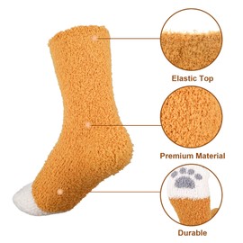 6 Pairs Fuzzy Socks for Women, Cat Claw Socks, Slipper Socks, Fuzzy Cosy Warm Cat Socks Fluffy Socks Cat Paw Socks Winter Novelty Animal Christmas Socks Gifts