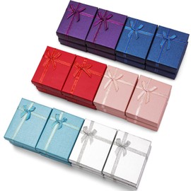 Pannger 24 Pack Cardboard Jewelry Gift Box Set Empty Gift Boxes with Lids and Ribbon Bows for Display Earrings, Necklaces, Rings, Bracelets