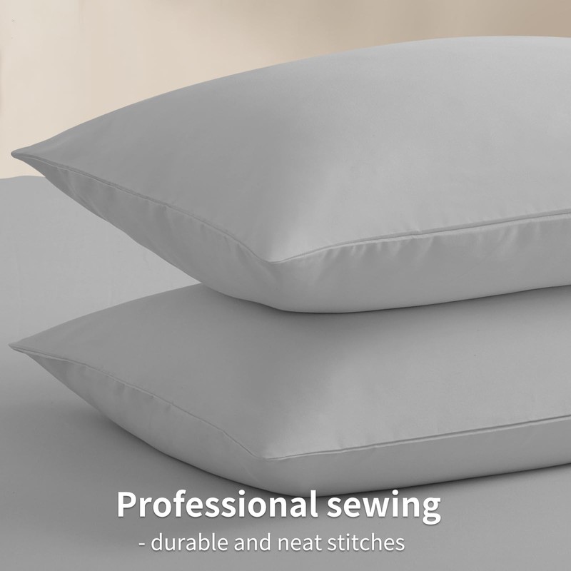 RUIKASI Housewife Pillowcases 2 Pack - Light Grey Standard 50x75