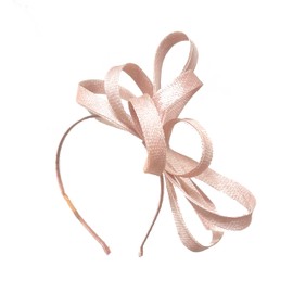 Caprilite Vegan Sinamay Fascinator Headband Wedding Hoop Ladies Day Ascot Races (Blush Pink)