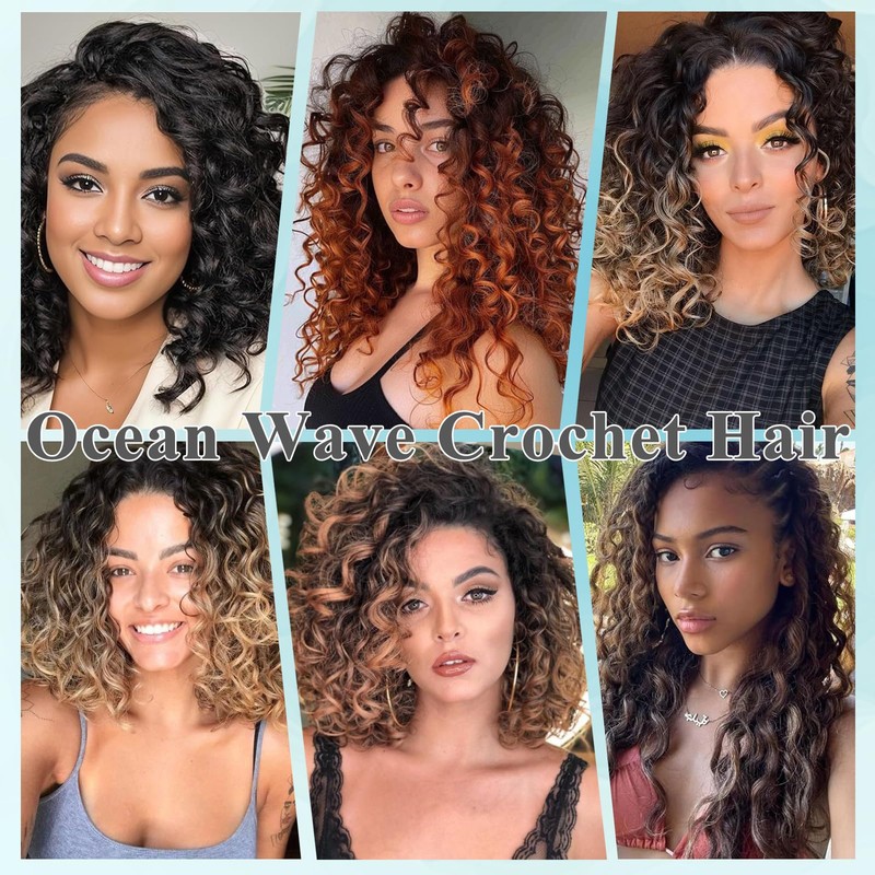 Auxemuen 8 Packs Pre Looped Ocean Wave Crochet Hair 14