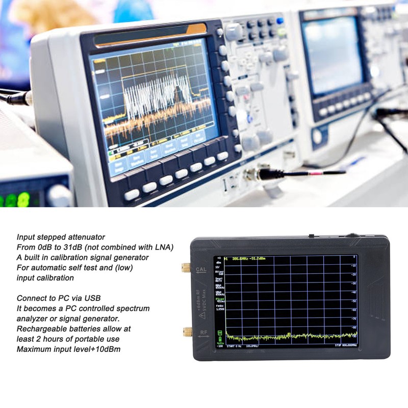 Spectrum Frequency Analyzer Resolution Switchable 100KHZ to 5.3GHZ 4in Screen