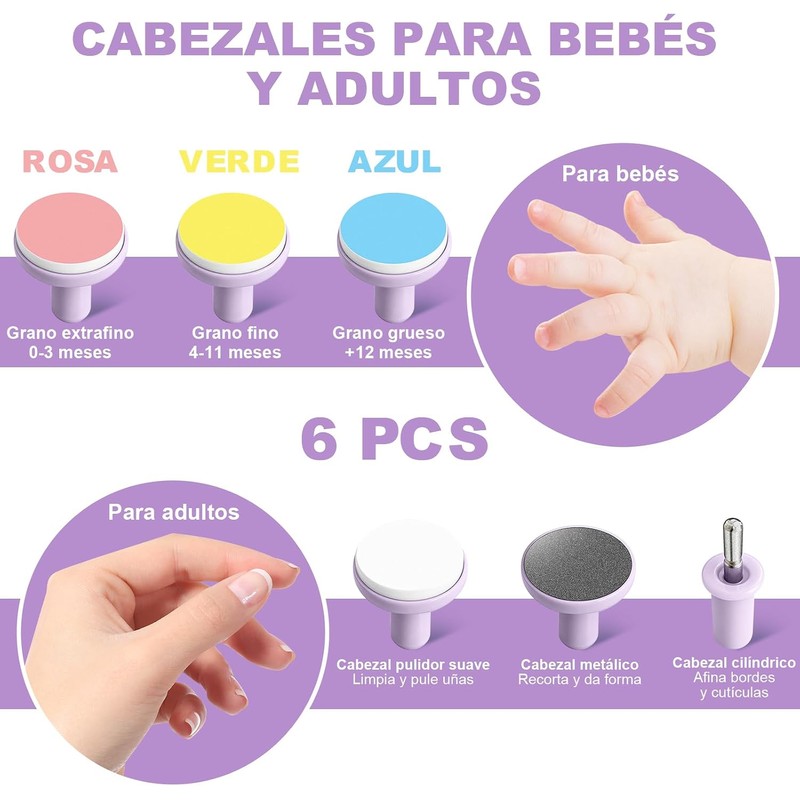 Lima de uñas eléctrica AXIDUN para bebé – corta y