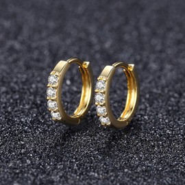 VIKI LYNN Small Creole Earrings with 925 Sterling Silver and Cubic Zirconia Stud Earrings Jewellery Gifts for Men and Women, Sterling Silver Cubic Zirconia, Cubic Zirconia